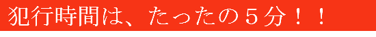 侵入窃盗の犯行時間はたったの5分です